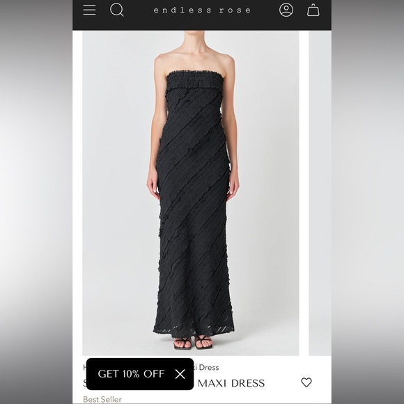 NWT endless rose STRAPLESS RUFFLED MAXI DRESS - Picture 6 of 6